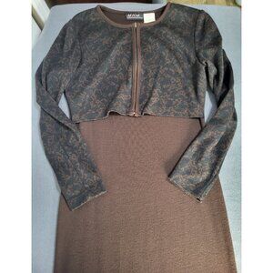 VTG MHM Melissa Harper Mock Sweater Dress Long Grunge Skater 90s Brown Black